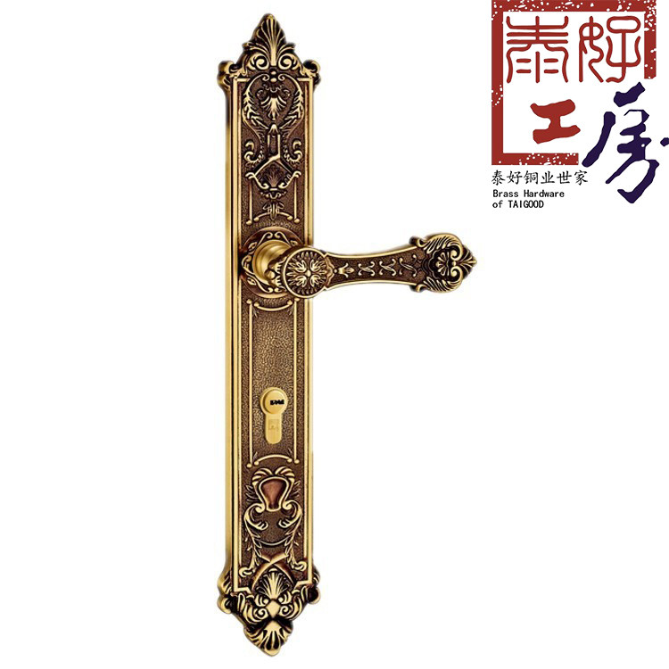 泰好工房泰好铜锁 简欧式全铜入户大门卧室房门锁把手TH85-129129