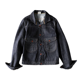 复古重磅赤耳牛仔外套男秋冬款美式原色原牛百搭休闲夹克男006