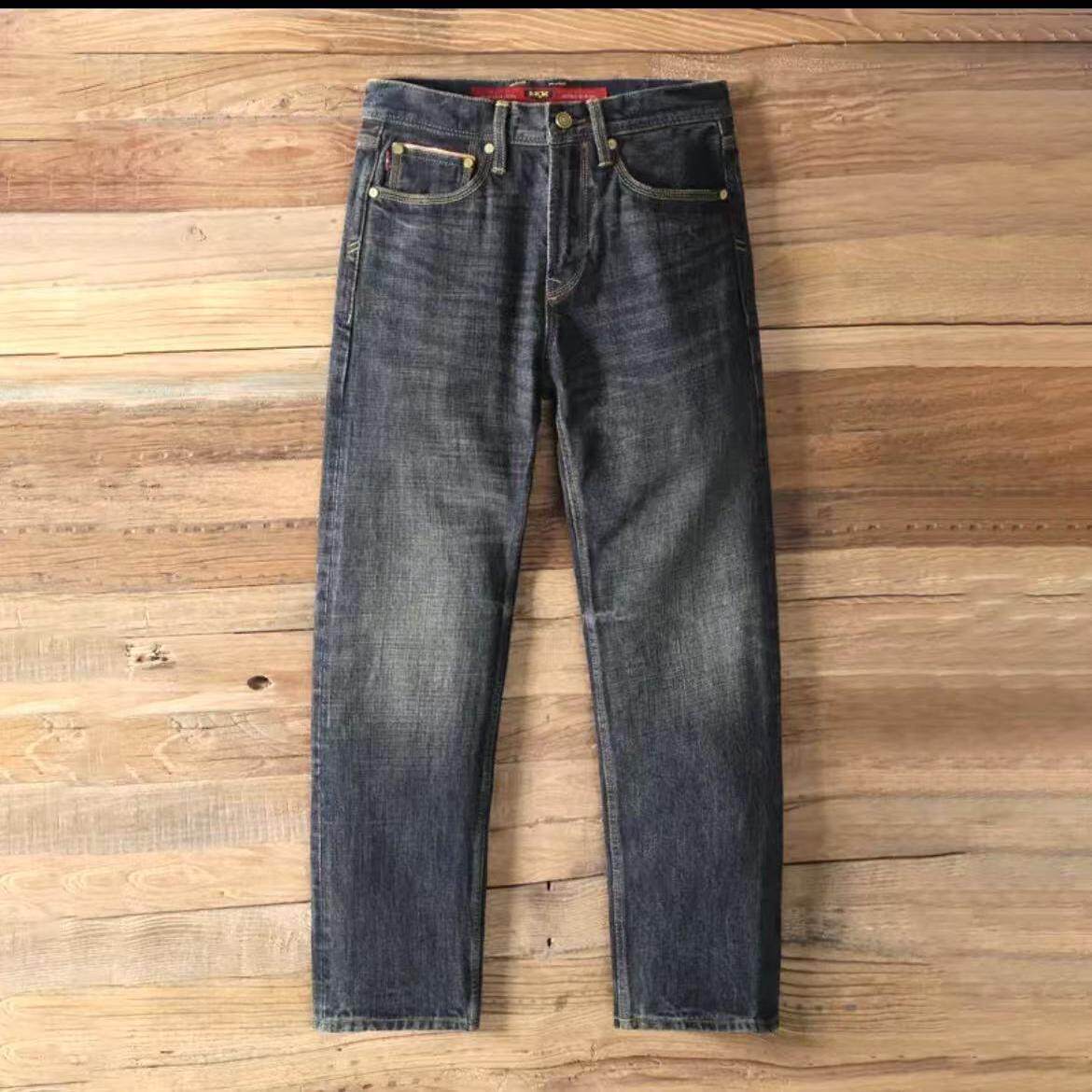 传承经典17盎司赤耳丹宁牛仔裤男埃及长绒棉植物染直筒复古宽松