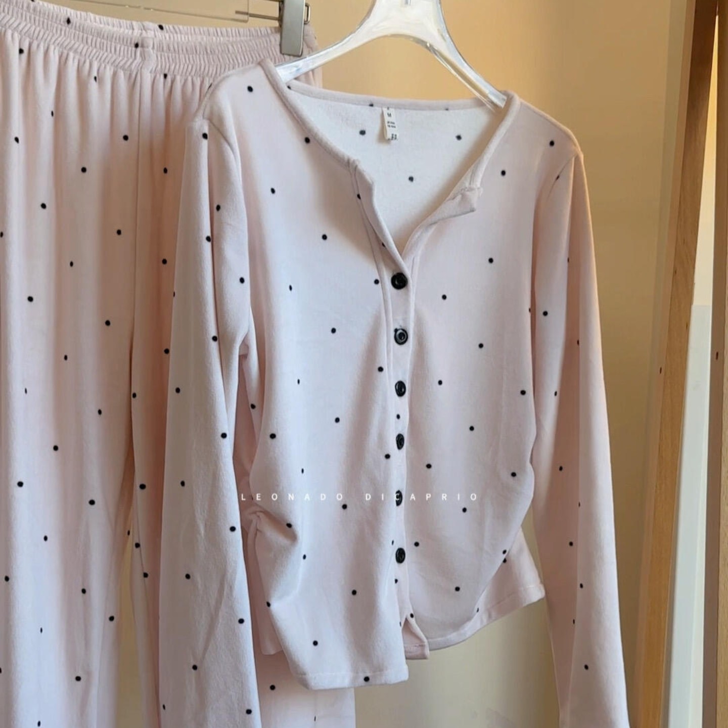 波点海岛绒睡衣少女冬季2025新款高级感纯欲保暖家居服可外穿套装