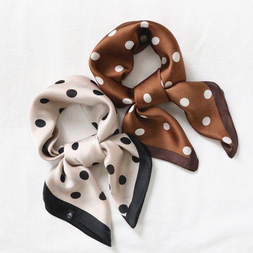 波点丝巾文艺女春秋季