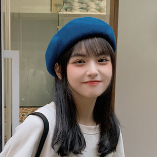 羊毛贝雷帽女秋冬英伦复古帽子百搭日系甜美可爱潮ins韩版 画家帽
