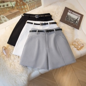 裤 简约质感灰色短裤 子 高腰a字阔腿裤 百搭外穿西装 女2025夏季 新款