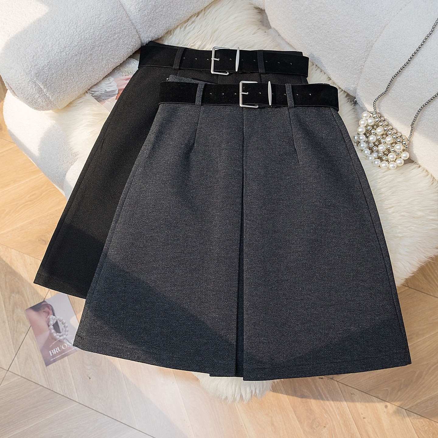 毛呢西装半身裙女2025秋冬新品开叉高腰a字裙显瘦小个子呢子中裙,女装/女士精品,半身裙,淘宝优惠券,粉丝福利购,淘宝优惠卷