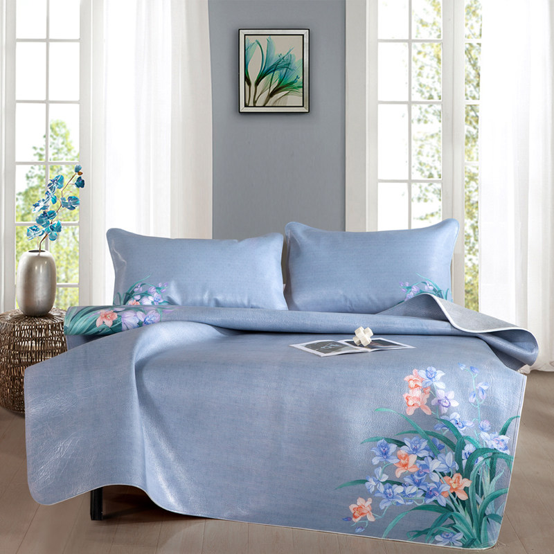 高档彩绘牛皮席真皮软席头层水牛皮凉席1.8米1.5m三件套特惠床垫