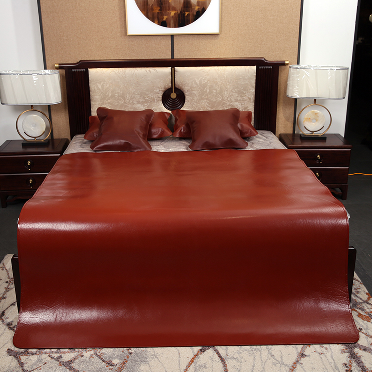 高端牛皮凉席头层水牛皮席子1.5m1.8米床三件套真皮硬席夏季定制