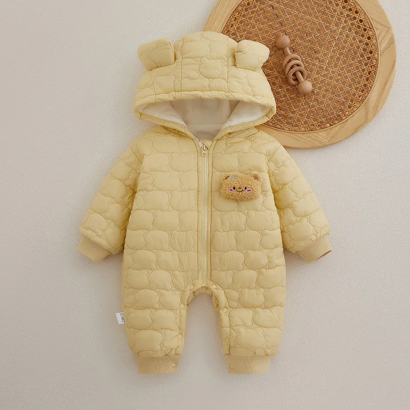 a类婴儿秋冬夹棉连体衣薄棉保暖棉衣新生儿衣服加厚宝宝外穿爬服