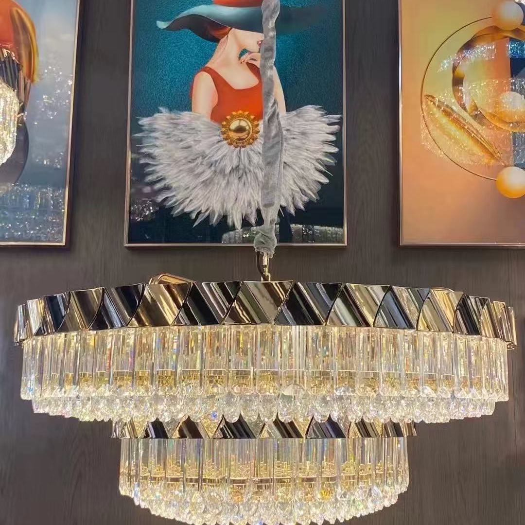 高定法式轻奢水晶吊灯客厅卧室餐厅后现代高端别墅大灯会所挑空灯