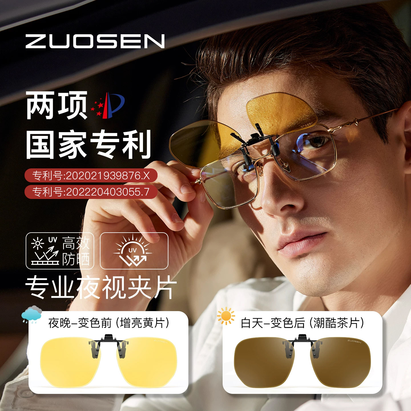 夜间开车专用夜视眼镜男日夜两用司机防远光灯夹片防眩光可上翻女