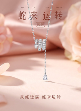 蛇来运转小蛮腰足银锁骨链