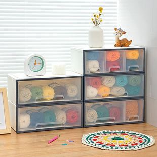 毛线团收纳箱手工线棉线置物架自制编织布艺材料包整理盒抽屉式