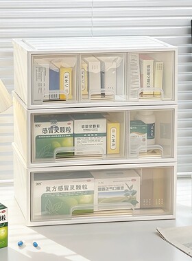 柜门内收纳盒药品收纳盒家用抽屉式收纳柜多层家庭装医药箱大容量