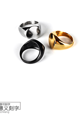 轻奢北欧风潮流钛钢刻字定义戒指