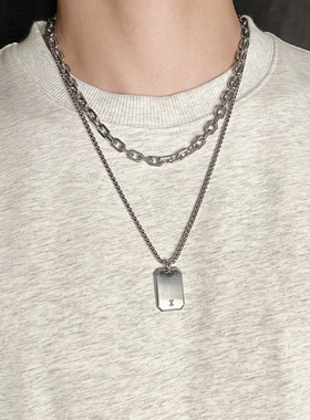 STAYSTRONG高街男女简约情侣定制刻字吊坠钛钢不掉色铭牌项链配饰
