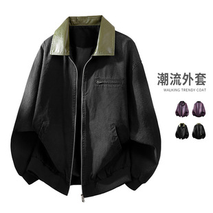 NASA官方联名2026年春复古底特律撞色拼接夹克外套男季新款宽松百