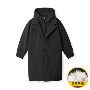 服男户外防风保暖衣韩版 假两件连帽中长款 加 新款 NASA官方联名冬季