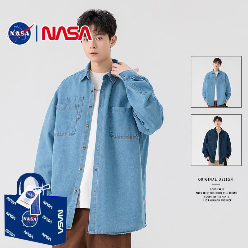 NASA联名复古牛仔男衬衣