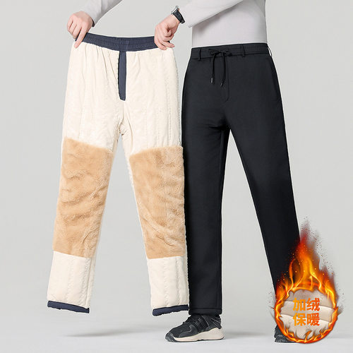 NASA官方联名裤子男冬季加绒加厚运动裤男士羊羔绒休闲裤男款束脚