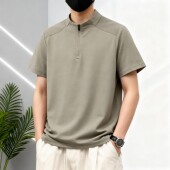 半拉链速干 户外运动纯色T恤夏中年时尚 NASA官方联名男士 休闲短袖