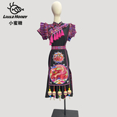 出租秀服广西三月三少数民族高定服饰毛南族非遗服装 租赁旅拍写真