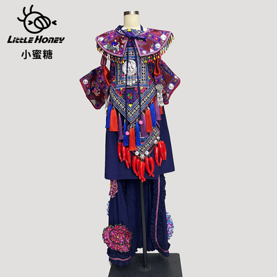 出租秀服广西三月三少数民族高定服饰毛南族非遗服装租赁旅拍写真