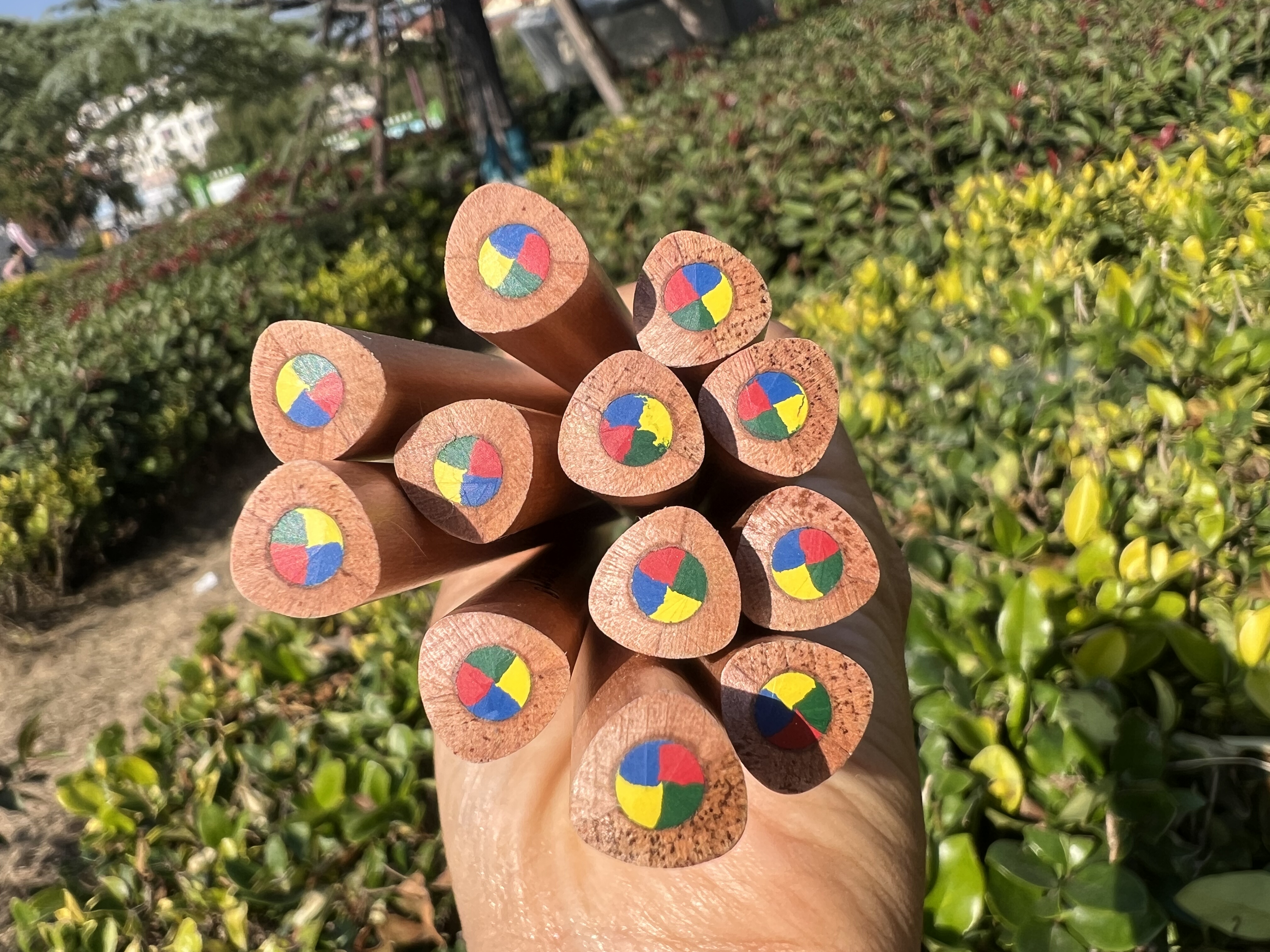 无油漆10mm大粗三角椴木彩虹9支