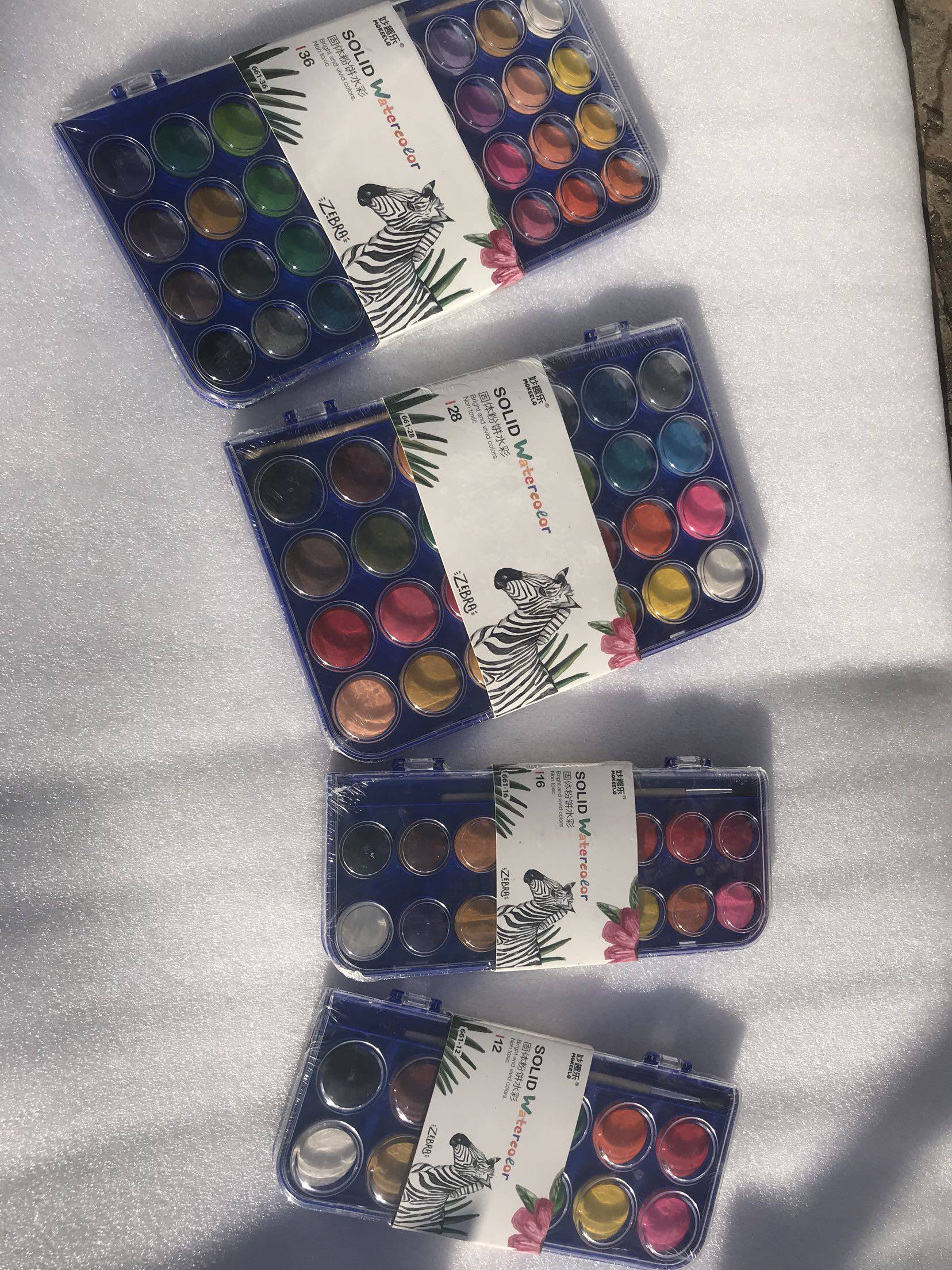 妙趣乐儿童学生水彩画水粉饼12/16/28/36色