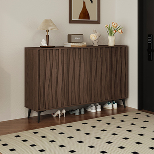 2025新款中古风鞋柜家用门口客厅入户玄关靠墙收纳储物柜一体鞋架