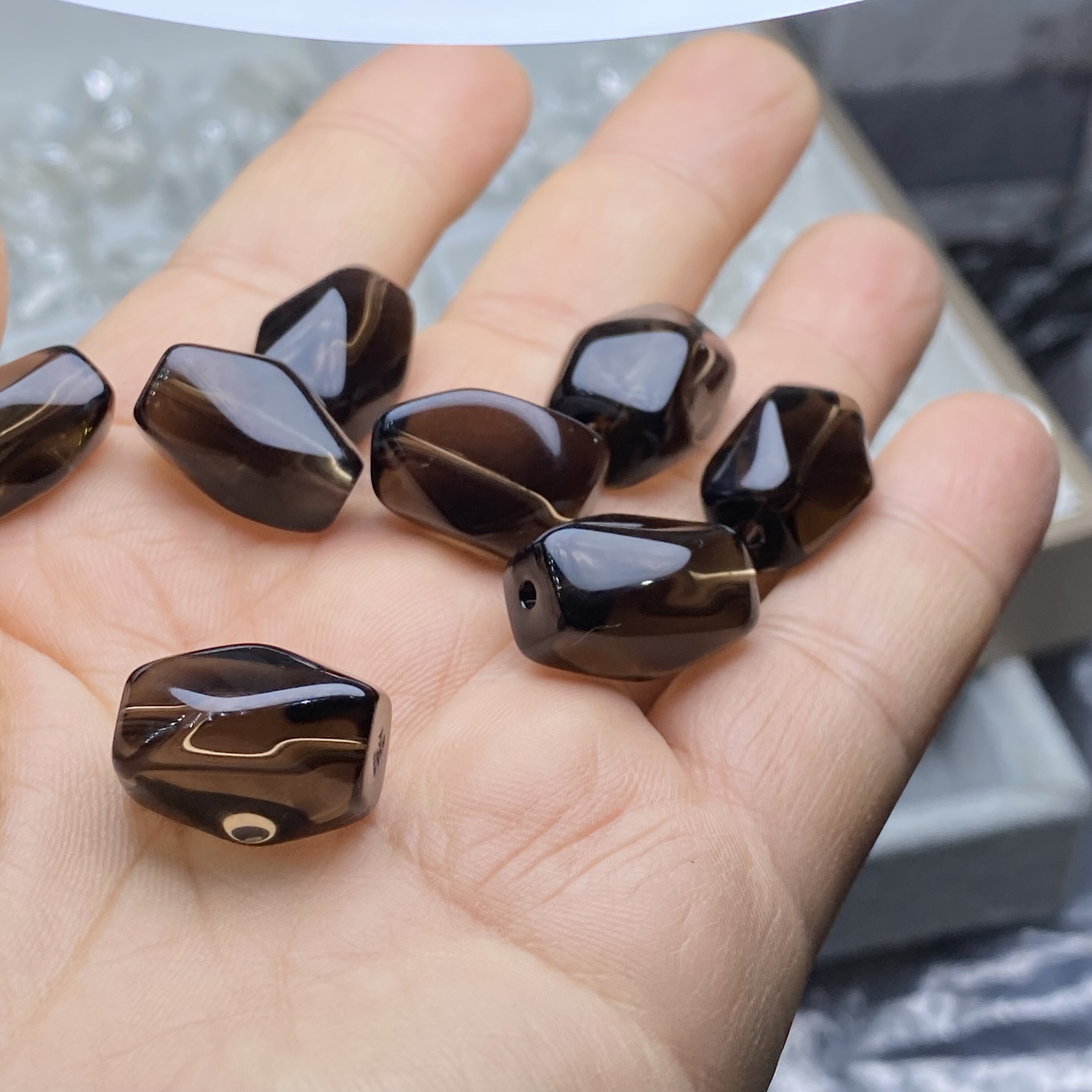 天然茶水晶随形散珠子手串不规则手链项链隔珠多宝diy配件配饰品