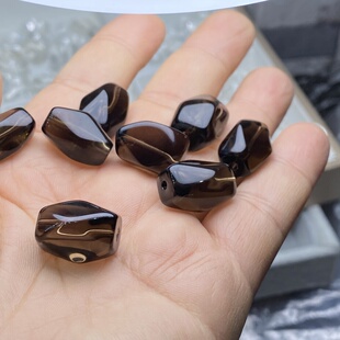 天然茶水晶随形散珠子手串不规则手链项链隔珠多宝diy配件配饰品