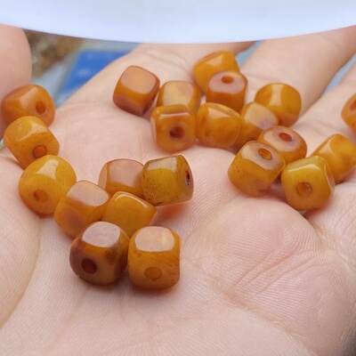 天然骆驼骨方块鸡油黄蜜蜡色魔方形手串手链项链文玩diy配件配饰