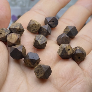 正品天然沉香八棱方块散珠子水晶蜜蜡手串项链diy木头八角配件饰