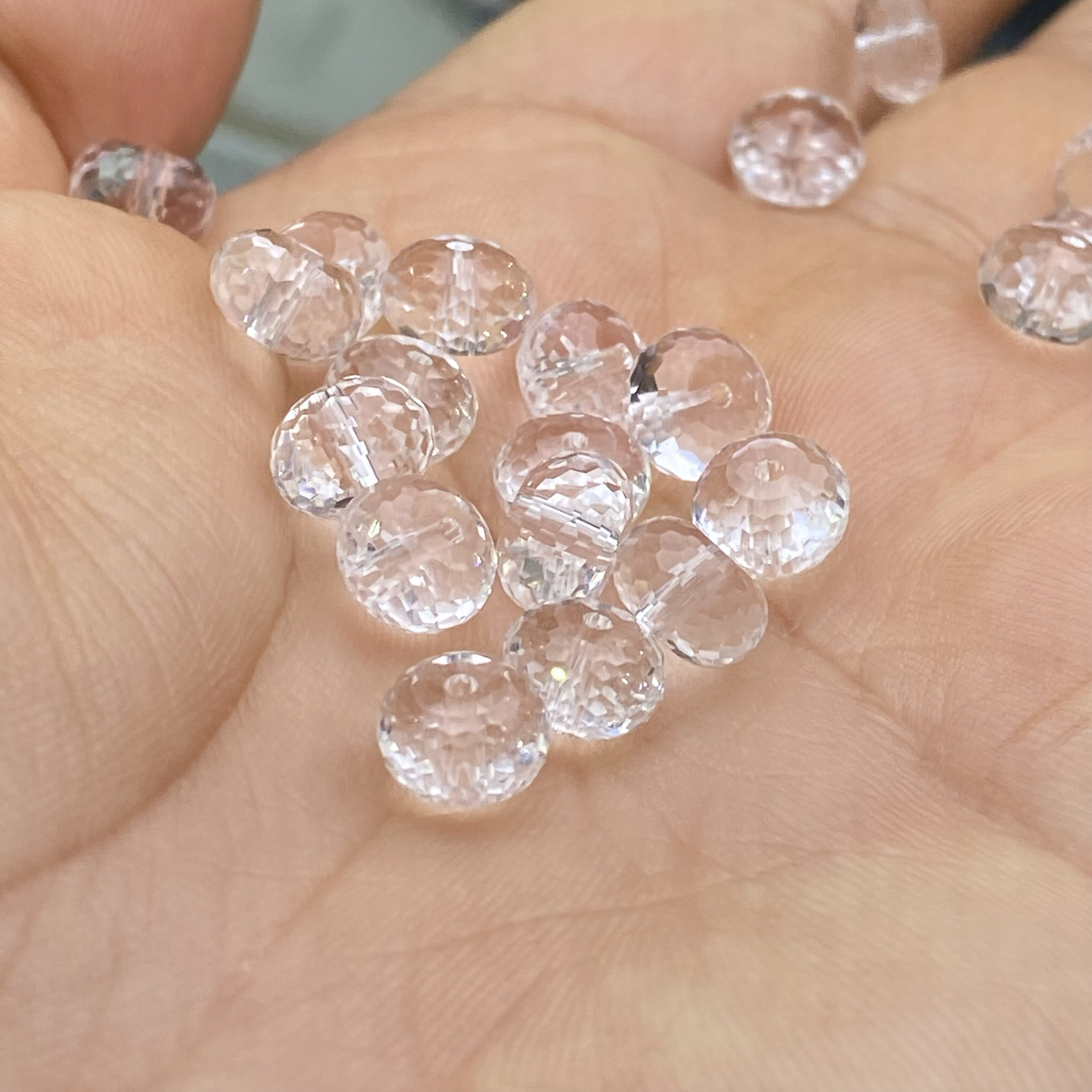 保真天然白水晶刻面切面盘珠隔珠隔片垫片diy手链项链配件配珠