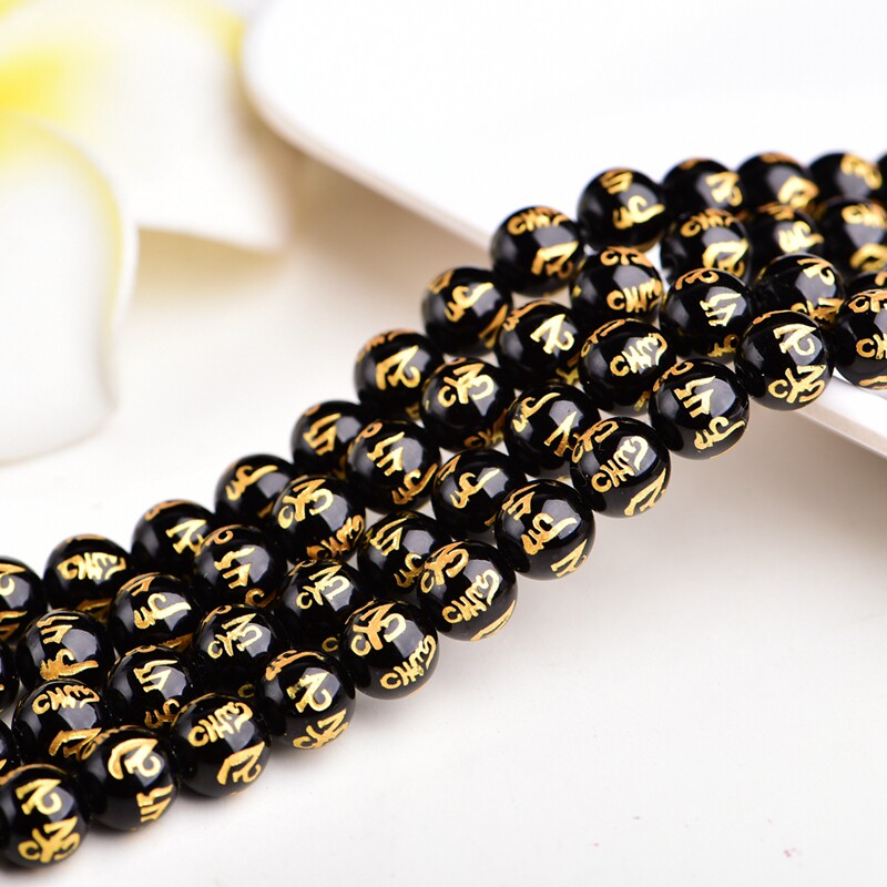 DIY manual Jewelry parts Beading Gilding Om Mantra Black Onyx Partially Prepared Products Black agate loose beadsin the Accessories/Fashion Jewelry,  DIY Fitting , Other DIY Jewelry Accessories  category - from Buy2taobao.com to provide professional Taobao agent buy service