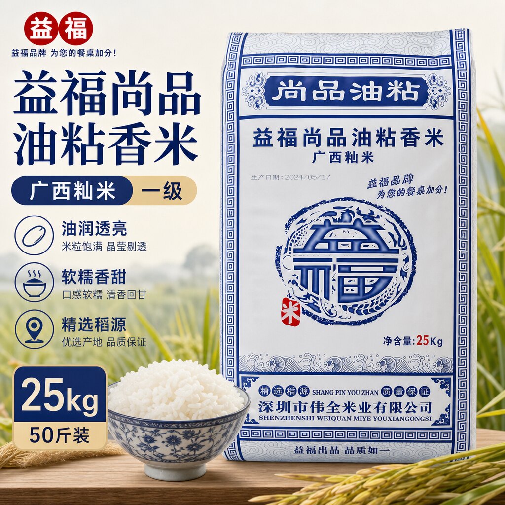 益福尚品油粘香米一级25kg/50