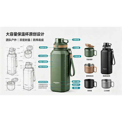 原创工业设计 316 不锈钢保温杯哑光磨砂质感长效保冷保温随行杯