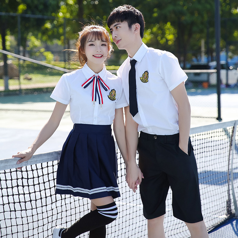 初中小学生校服日韩夏季短袖衬衫毕业照服学院风诗歌朗诵服JK制服