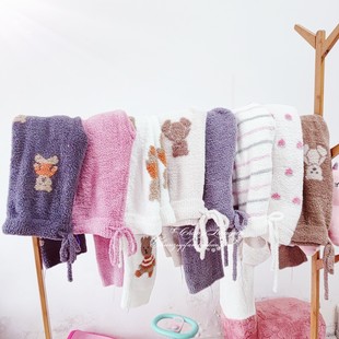 儿童条纹毛绒家居裤 断码 清仓捡漏软绵绵男女亲子半边绒睡裤