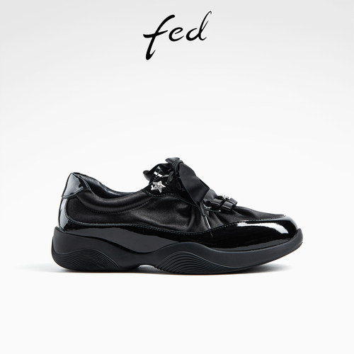 fed时尚休闲鞋秋季女鞋厚底运动鞋黑色增高鞋女款D0731-YA098