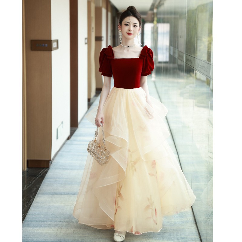 晚礼服女仙气网纱裙轻奢小众夏季敬酒服2025新款新娘法式复古礼服