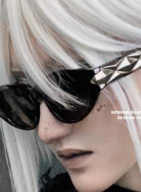 赛博朋克欧美复古风黑色猫眼墨镜