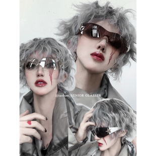 未来科技感无框连体墨镜chic废土风y2k美式五角星太阳眼镜hiphop