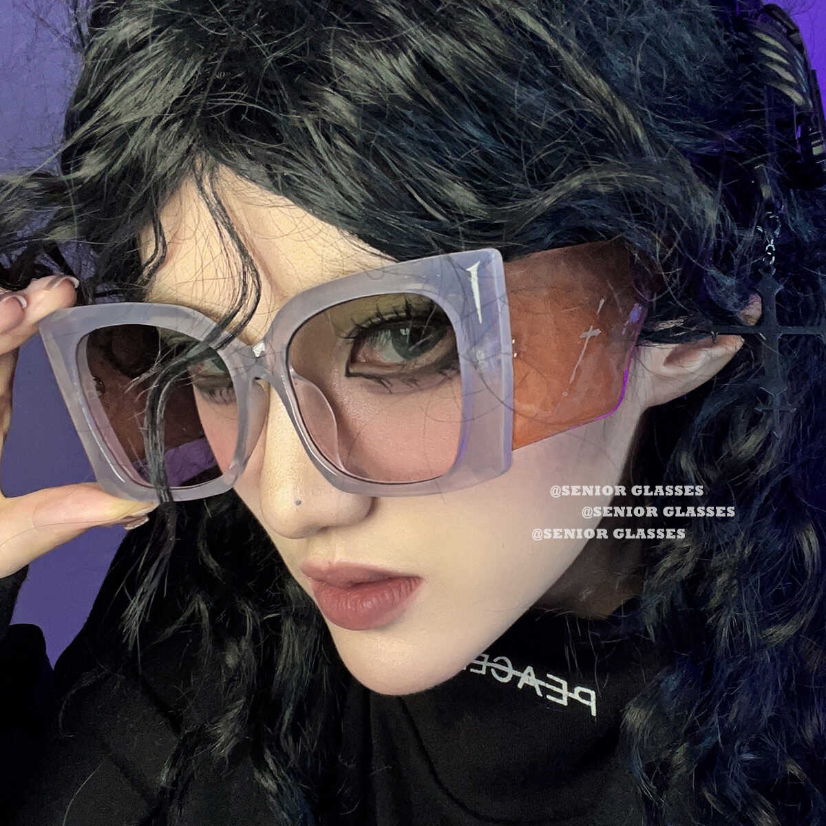 高级感超大方框猫眼墨镜女明星酷飒辣妹时尚气质款太阳眼镜显脸小