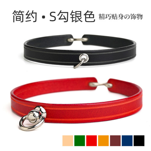 猫真皮项圈牛皮颈圈挂猫牌狗牌