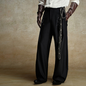 ordudiordu高定手工钉钻廓形弯刀裤 设计感小众宽松阔腿休闲长裤