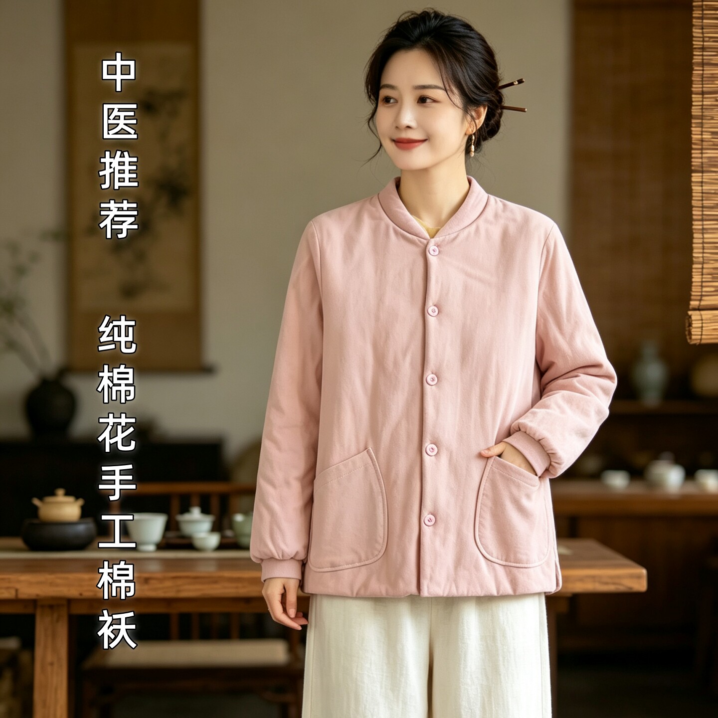 新疆棉花棉袄中医养生保暖排湿寒居家女士棉上衣外套棉花内胆夹袄图片