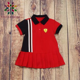 恰系列品牌童装折扣专柜夏学院派纯棉短袖儿童polo衫休闲连衣裙