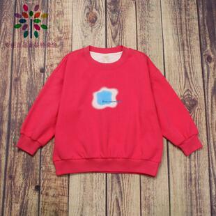 欧BB品牌童装折扣小中大女童秋冬装玫红色显白圆领套头卫衣衫7075