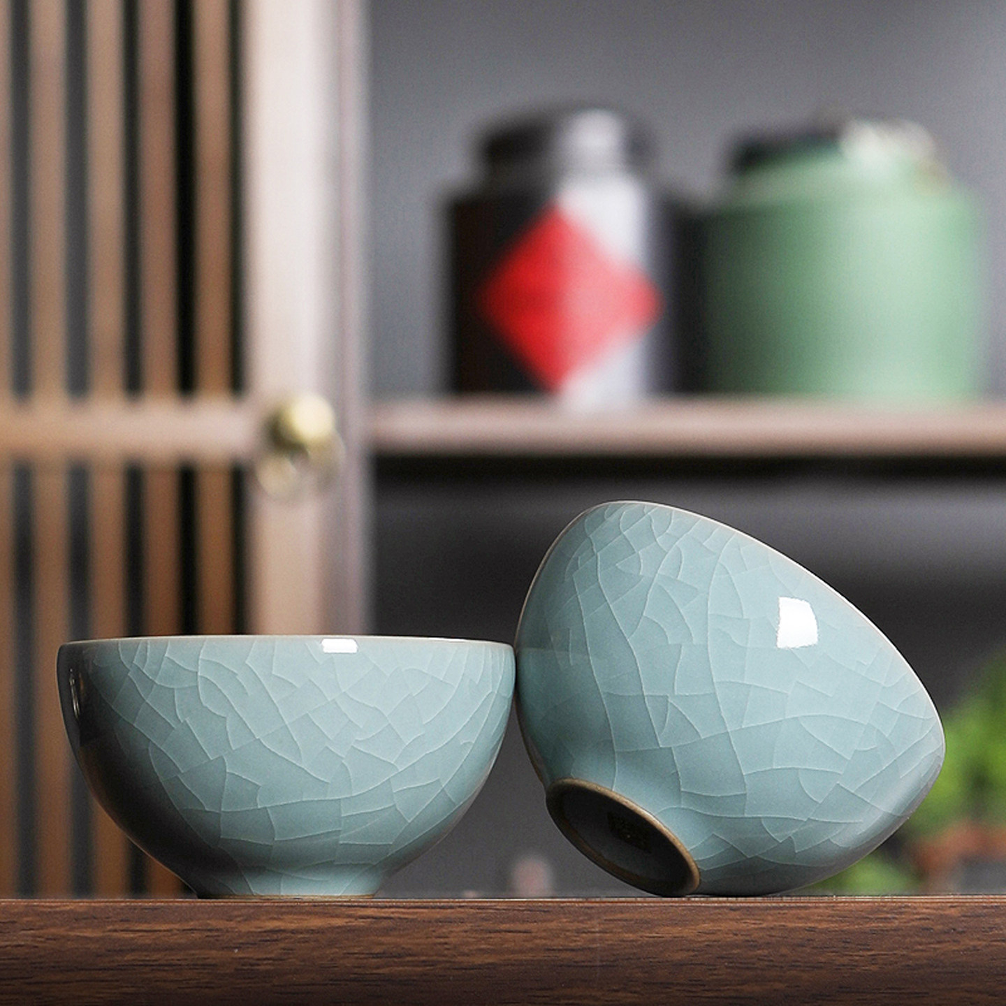青瓷冰裂纹品茗功夫茶杯功夫茶具图片