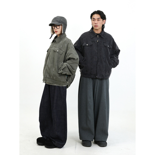 TRIFFER重磅水洗羽绒服夹克龟背轮廓磨破做旧90白鸭绒男女款